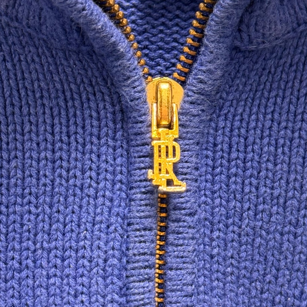 Lauren Ralph Lauren Blue Polo Quarter 1/4 Zip Up Sweater - Picture 3 of 6